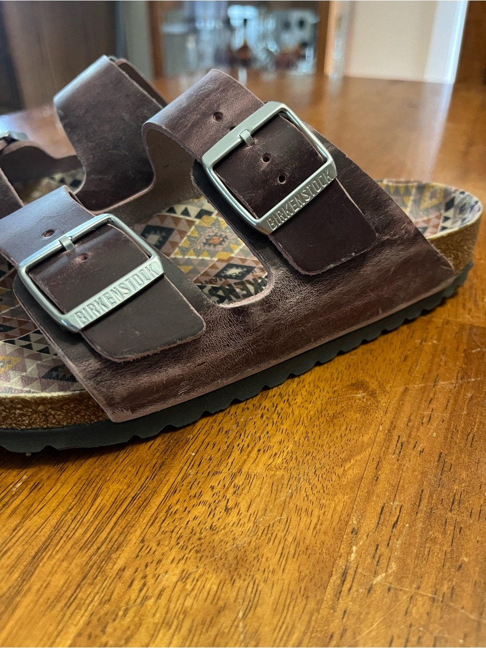 Birkenstock Arizona Purple/Plum Leather Sandals - Picture 4 of 7